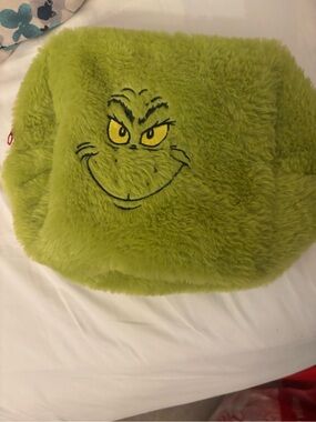 Green Grinch Plush Cosmetic Bag